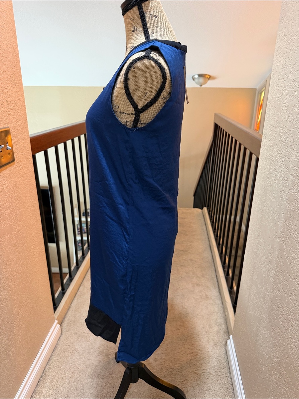 Kenneth Cole Royal Blue Sleeveless Midi with Black Panel - Picture 4 of 5